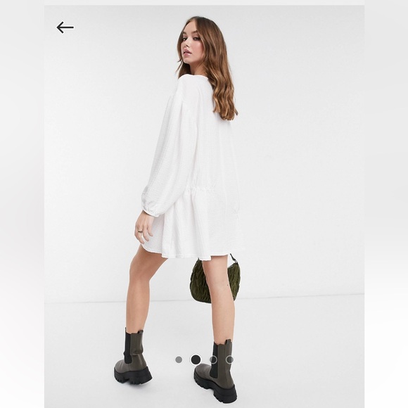 ASOS DESIGN oversized seam front detail mini dress in ivory size 8 - Picture 5 of 9